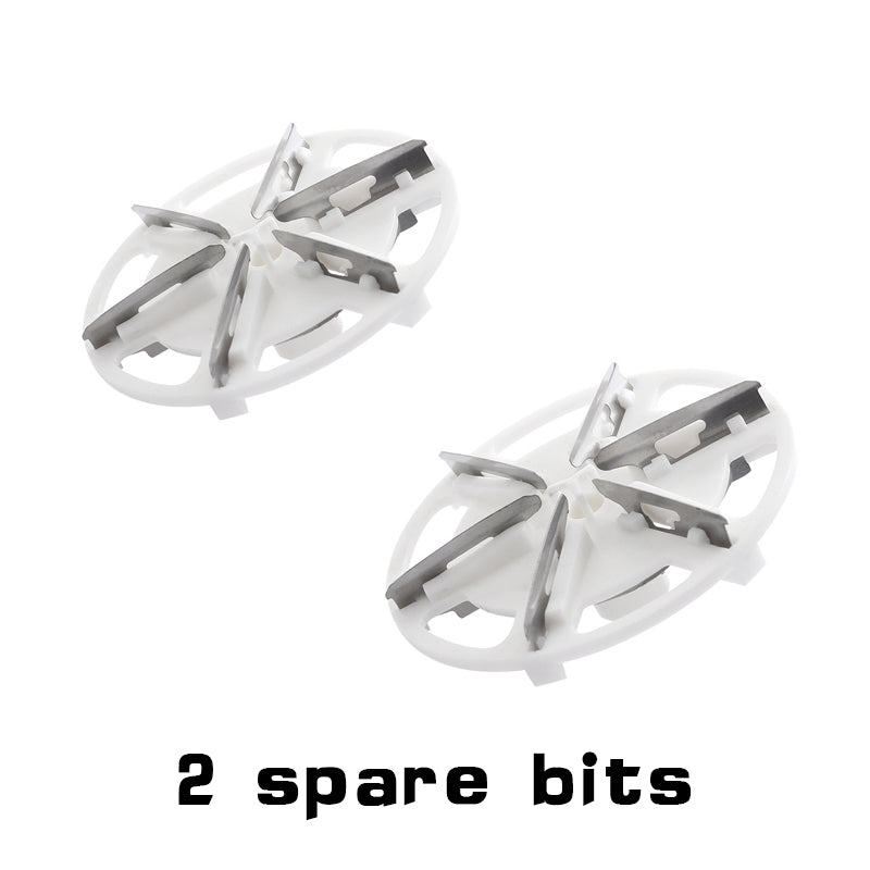 razor-sharp stainless steel 6-leaf blade)