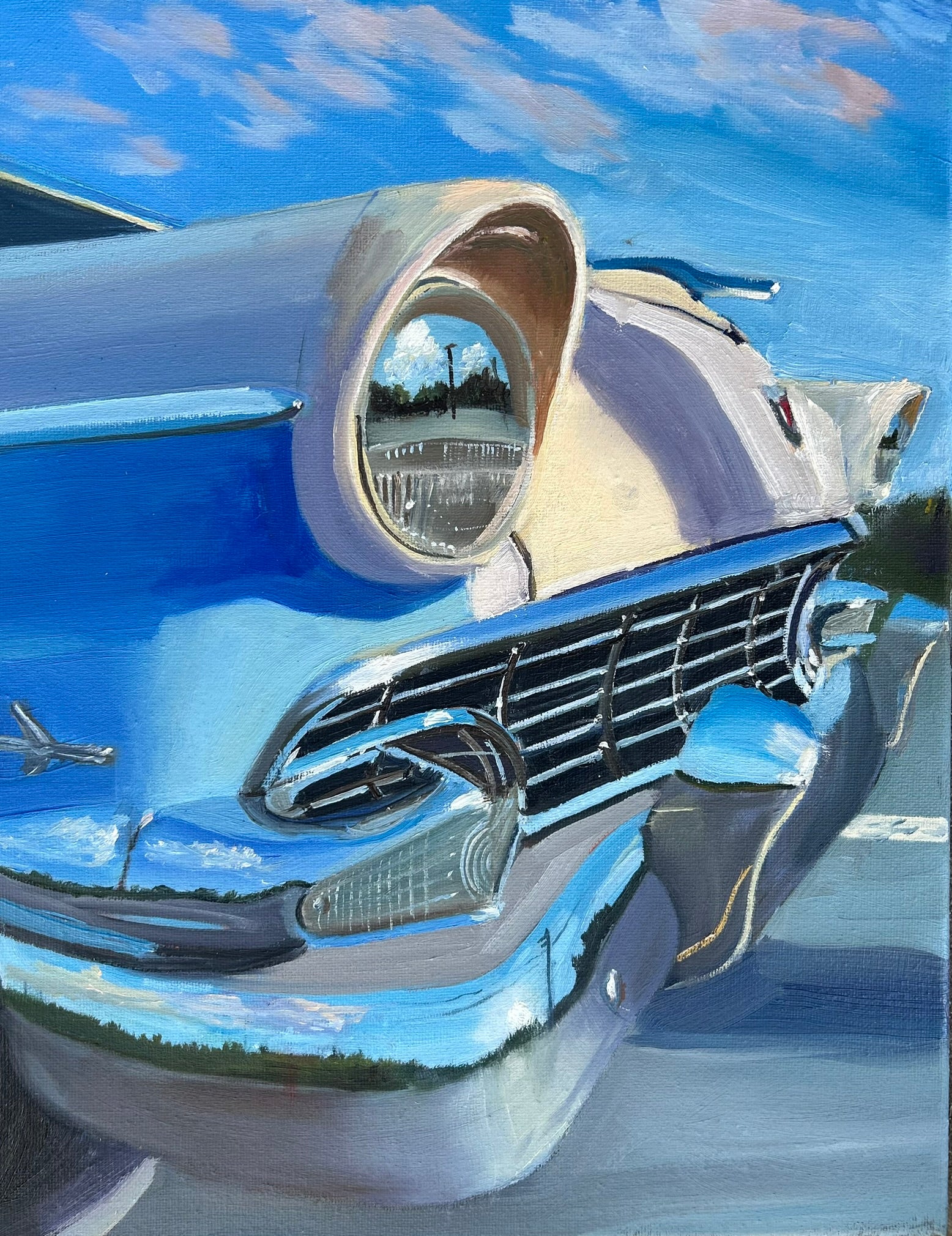 Summer Glow 1956 Ford Crown Victoria original oil painting by Chris Callen